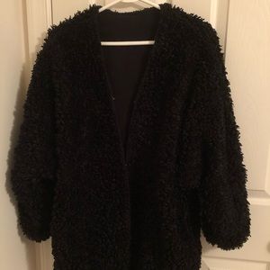 Cute Interesting Fluffy Korean Black Coat